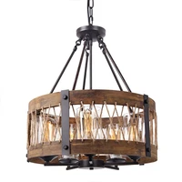 retro loft dining room wood chandeliers chain pendant living room pendant lamp bar coffee shop hanglamp e27 bulb vintage lamp