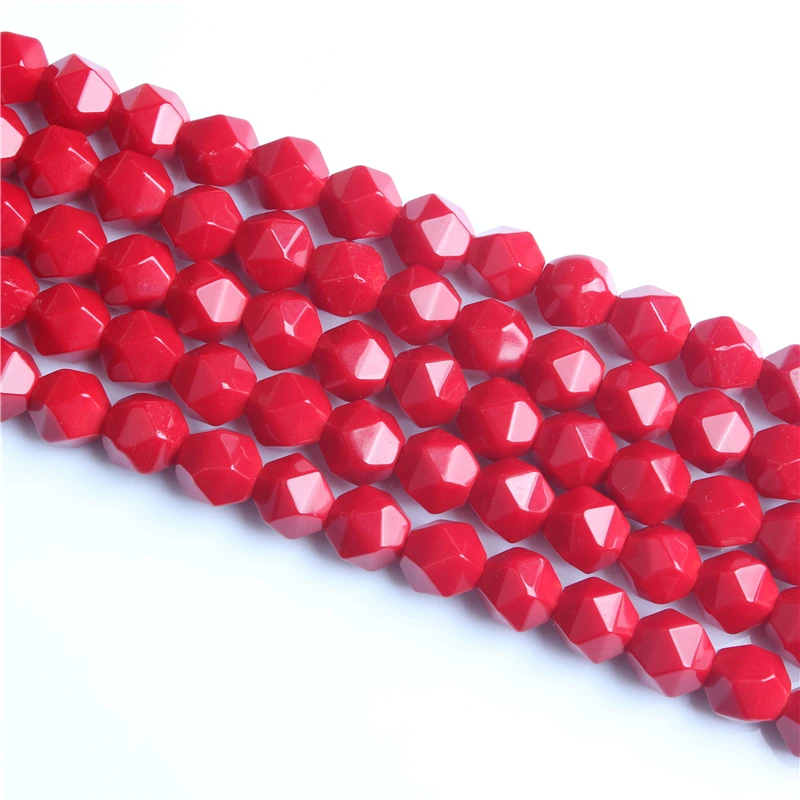 

Redstone Faceted Polygonal Round Beads For Jewelry Making Strand 15" DIY Bracelet Necklace Jewelry Beads Wholesale