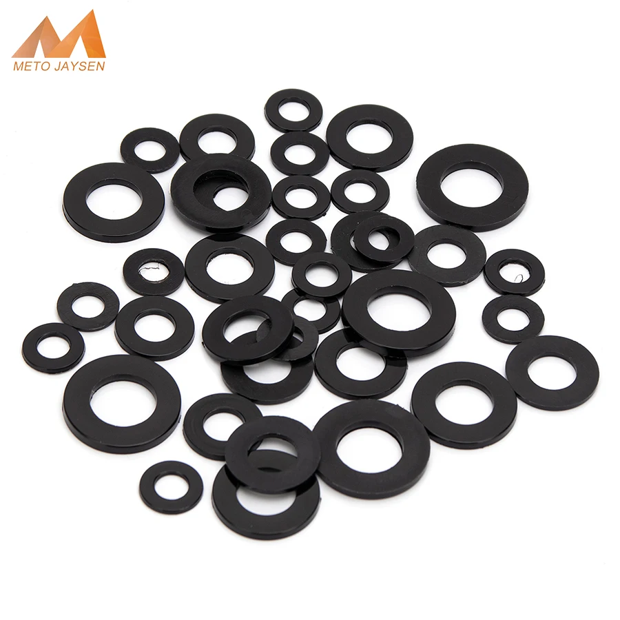 

Black Nylon Washer Flat Gasket Plastic Sealing O-rings Assortment Kit Connecting Protection Washers Set OD5mm-36mm CS 1mm-3mm