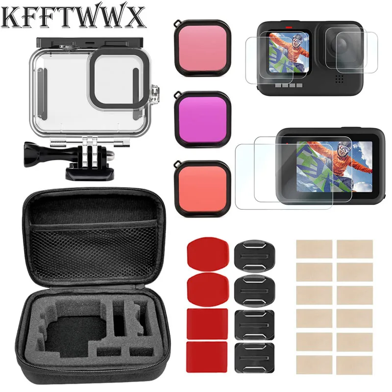 Набор аксессуаров KFFTWWX для Gopro Hero 9 черный Водонепроницаемый Чехол протектор