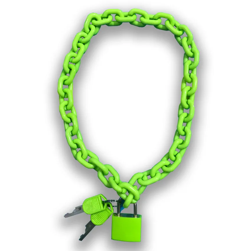 

FishSheep Rock Punk Acrylic Chain Lock Pendant Necklace For Women Men Chic Neon Chunky Long Chain Necklace 2020 Fashion Jewelry