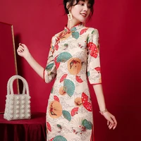 improved cheongsam 2021 autumn young girl modern retro chinese style elegant orientale qipao traditional dress
