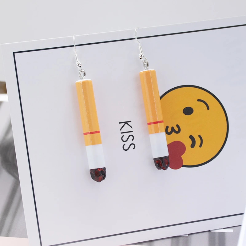 Висячие серьги в виде сигарет с подсветкой забавные индивидуальные реалистичные