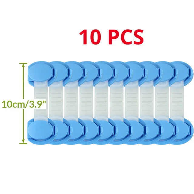 10cm Blue 10 шт./лот, детский пластиковый защитный замок для шкафа, длинный ящик для холодильника - Цвет: 10cm Blue