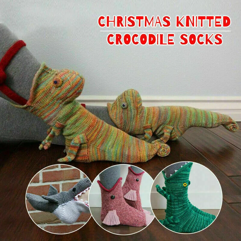 

Вязаные крокодиловые носки-вязаные носки с животными веселый вязаный узор причудливый Аллигатор вязаные манжеты