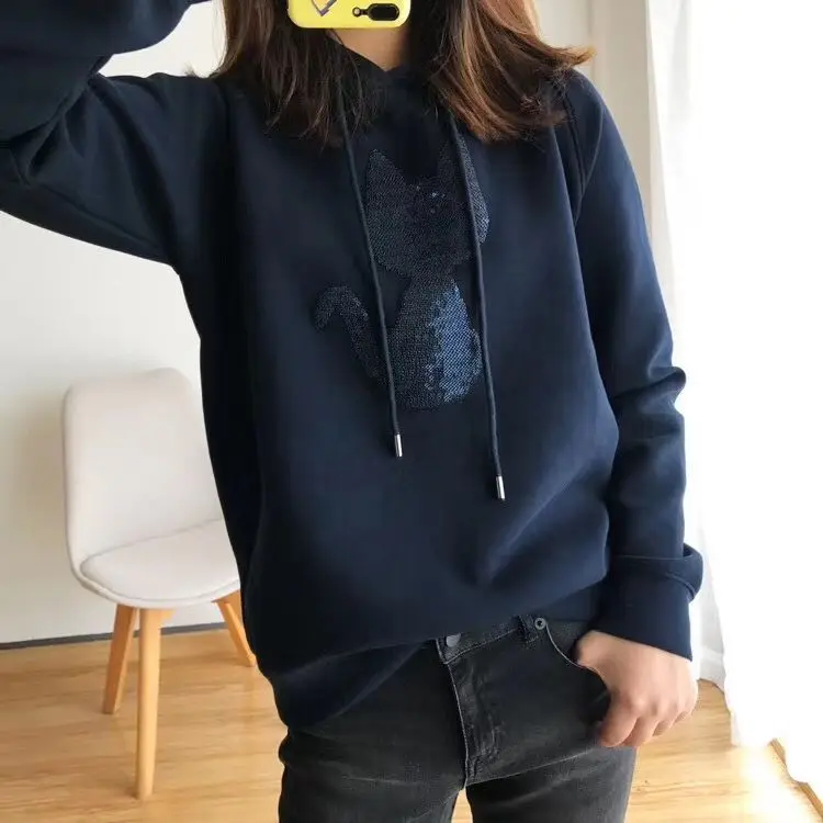 

New European and American classic winter high quality cotton breathable casual women's Hoodie