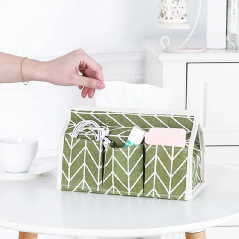 Домашняя хлопковая коробка из льняной ткани с маленькими карманами в стиле