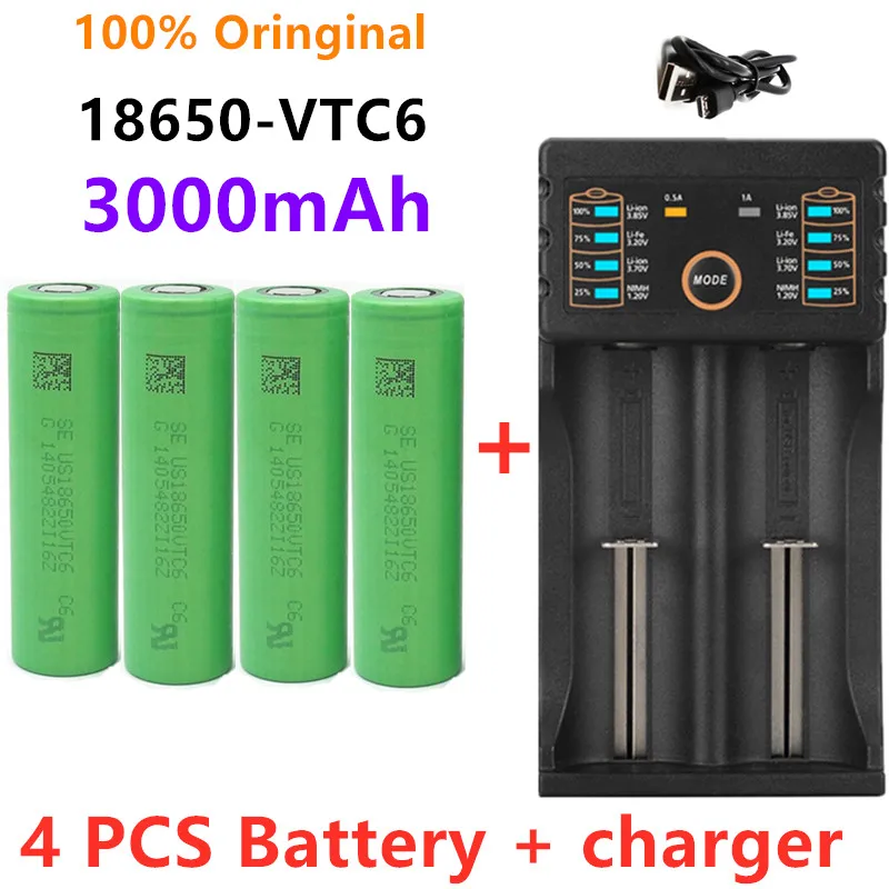 2021 новый оригинальный 3 7 V 3000 MAH Li ion 18650 Аккумулятор для SONY US18650 VTC6 mah батарея + 1pcs USB
