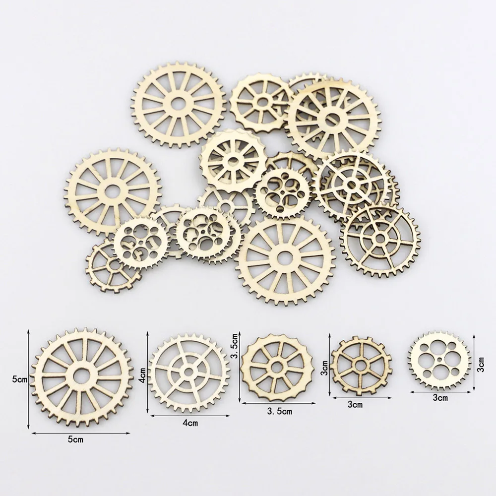 Деревянные шестеренки 100 шт смешанные деревянные кулоны DIY Украшение бар