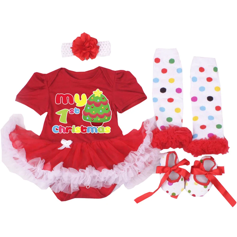 Новогодний комплект одежды из 4 предметов для девочек 0 12 месяцев Conjunto Infantil Menina Bebe