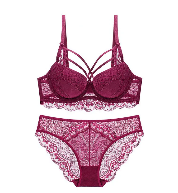 Комплект женского кружевного нижнего белья с чашками пуш ап|Комплекты белья| |