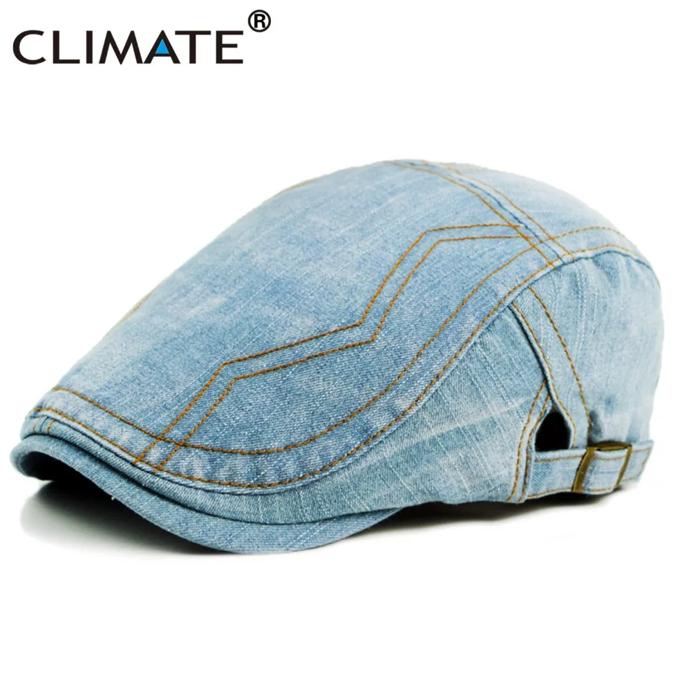 Кепка CLIMATE Denim плоская Мужская берет регулируемая шапка из хлопка и денима