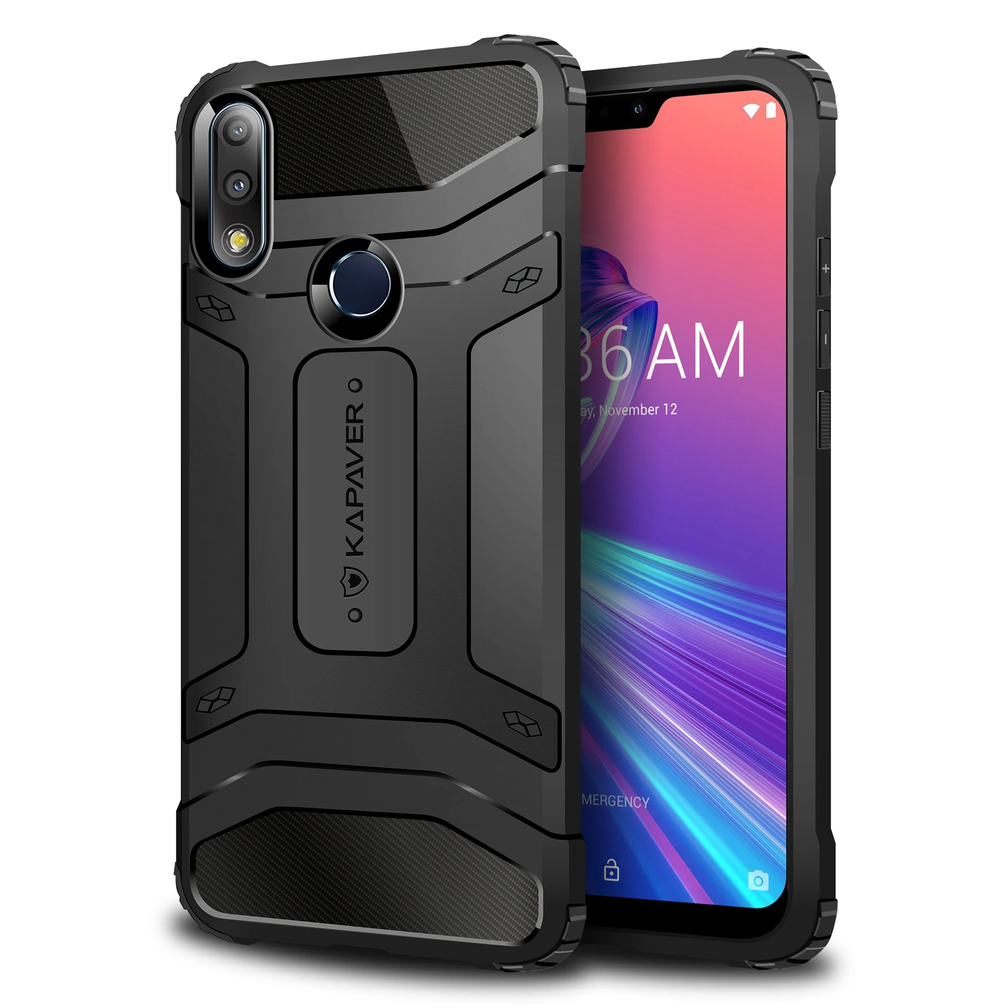 Черный чехол для Asus Zenfone Max Pro (M2) ZB631KL ударопрочный армированный из углеродного