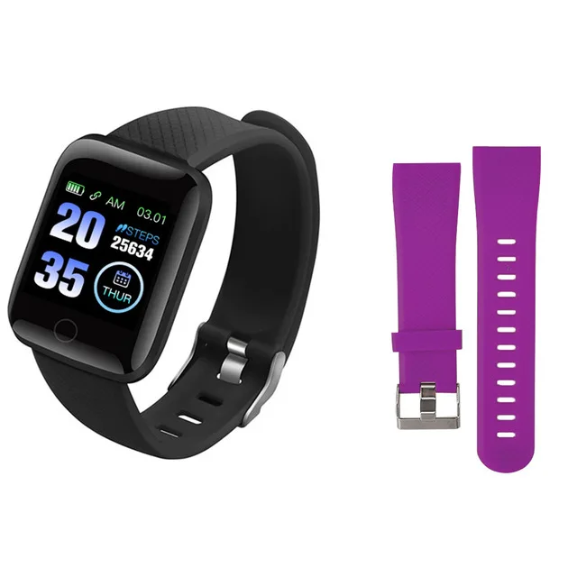 New Smart Couple Watch Wearable Waterproof Pedometer Bluetooth Heart Rate Sleep Monitoring Children Men And Women Watch - Color: And purple strap
