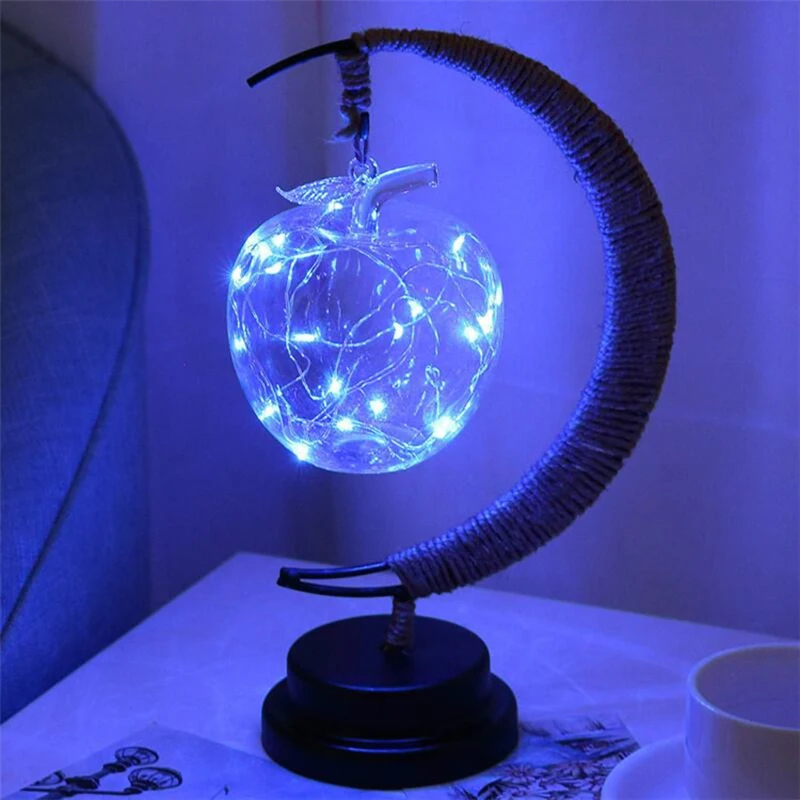 LED Handmade Moon Rattan Ball Lamp USB Line Takraw Hemp Rope Wrought Iron Desktop Home Decoration Sleeping Lantern Night Light enlarge