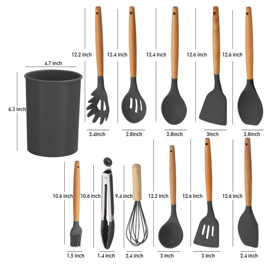 

Food Grade Silicone Utensils Set Non-Stick Kitchen Cooking Tools Set Heat-Resistant Spatula Shovel Kitchenware