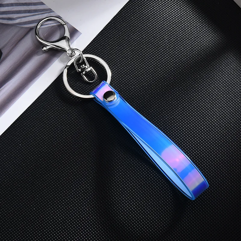 Creative PVC Colorful Leather Rope Keychain Glossy Bright Hanging Buckle Laser Soft Silicone Lanyard DIY Jewelry Accessorie | Украшения и