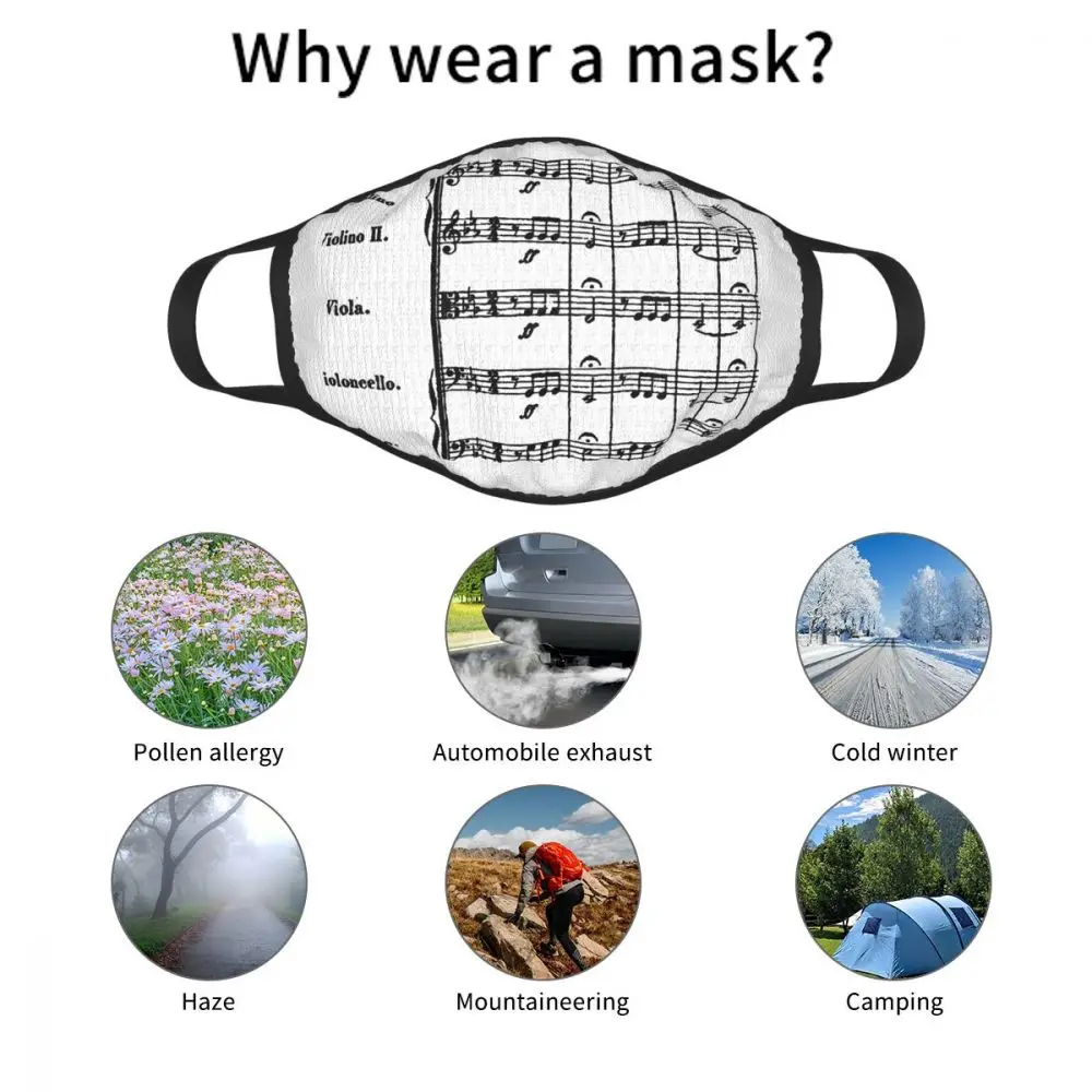 

Beethoven's 5th Symphony Reusable Mouth Face Mask Anti Haze Dustproof Mask Protection Mask Respirator Mouth Muffle