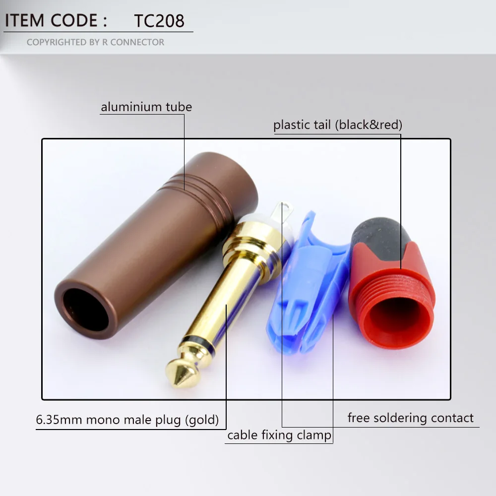 2 шт. моно-разъем 6 35 мм для усилителя микрофона латунный Позолоченный разъем 3