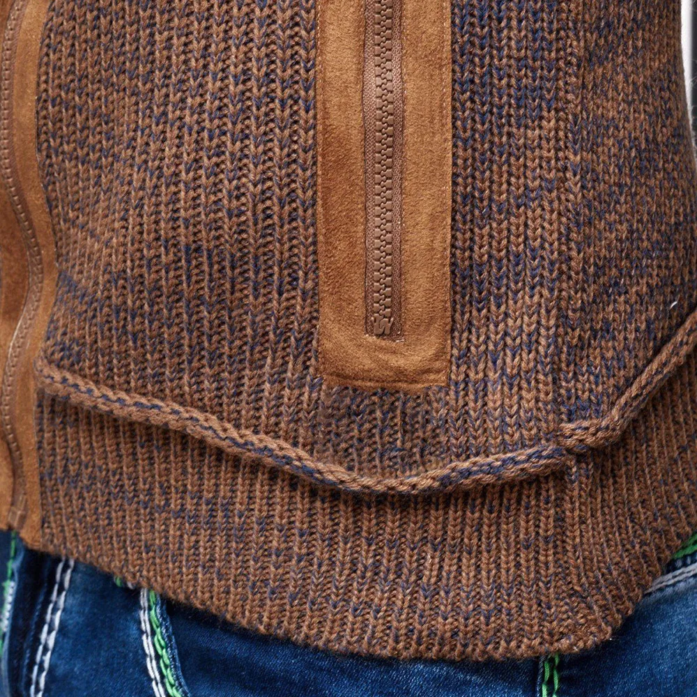 

2021 New Autumn And Winter Men's Sweater Long-sleeved Leather Buckle Zipper Knit Top Men's Solid Color Casual Turtleneck