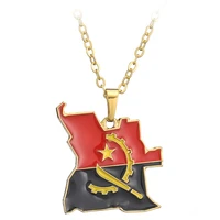 fashion gold plated angola map pendant necklace for men women party jewelry anniversary gifts