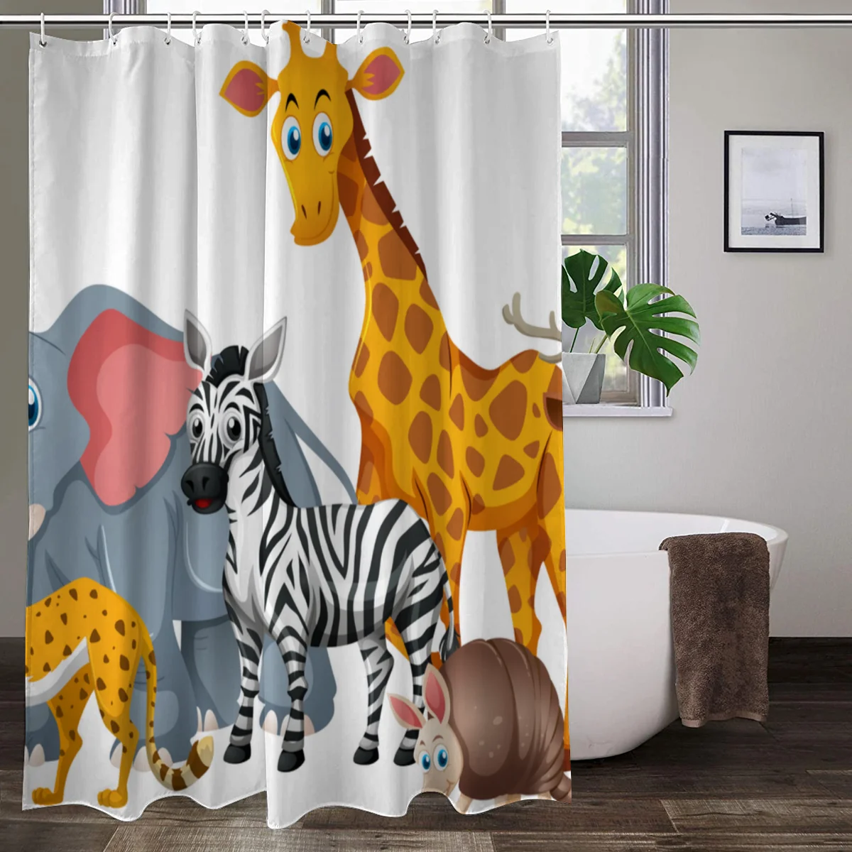 

Африканский Стиль леопардовым узором душевая занавеска диких животных печати Ванна для ванной комнаты, украшение для дома, подарок Водонеп...