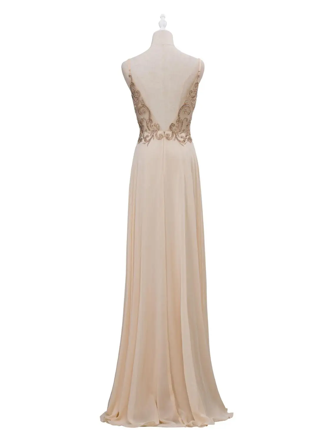 

Blush lace chiffon New Evening Dress 2021 V-neck luckgirls pleated beaded sleeveless Customizable fashion Moncini Tailor