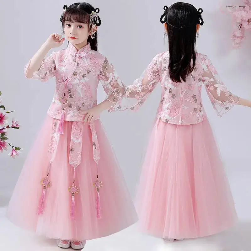 

Hanfu girls' spring suit FAIRY DRESS Chinese style children's ancient dress spring and autumn princess skirt little girl skirt