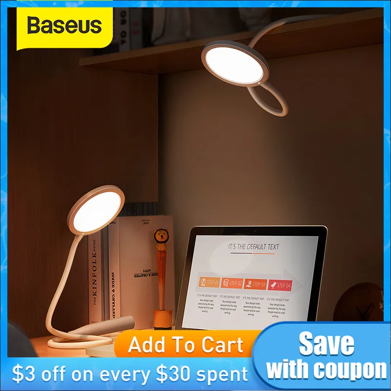 Baseus гибкий шланг настольная лампа складная затемнения светодиодные настольные