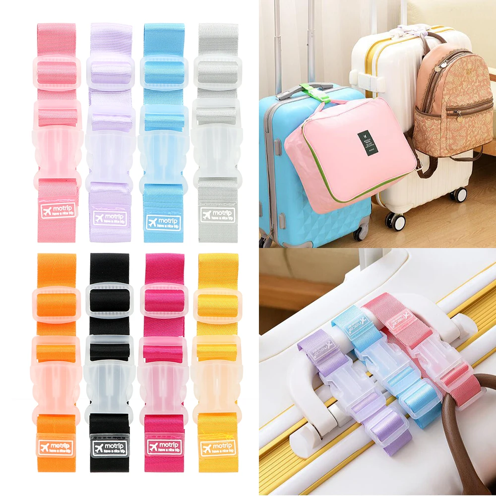 

Adjustable Baggage Tie Down Belt Travel Suitcase Straps Buckle Lock Hooks Carrying Clip Luggage Bag Straps Anti-lost