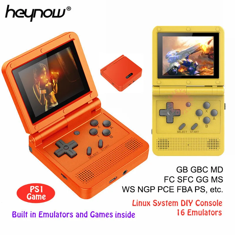 Игровая консоль HEYNOW V90 Flip в стиле ретро 3 0 дюйма IPS экран 64 бита система Linux с