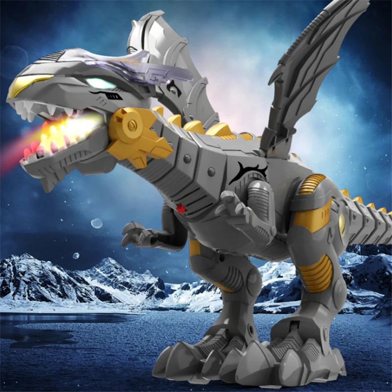 Электрический ходящий Динозавр Дракон механический робот освещение крылья