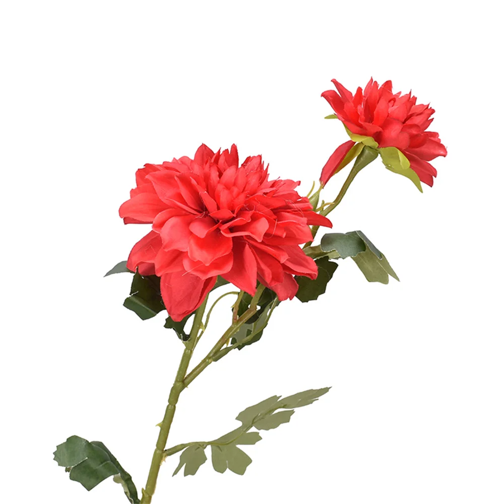 

Two Flower Heads Dahlia Artificial Fake Plant Cheap Flower Pots Decorative Party Decor Wedding Fall Party Office Green Plants