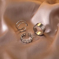vintage fashion metal geometric copper round ring set hiphoprock punk joint rings woman nightclub accessories