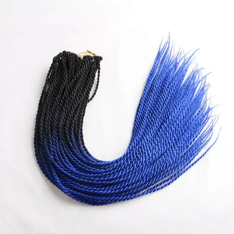 black blue Роскошные косички для плетения, 24 дюйма, Омбре, Сенегальские скрученные волосы, вязанные крючком косички, 24 корня/упаковка, синтетические косички для женщин, серые, розовые - Цвет: black blue