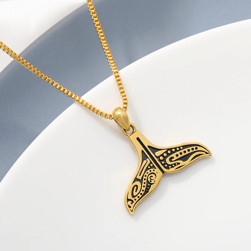 Ретро КИТ хвост рыбы очарование женщин ожерелье русалки золотое Любовь Ожерелья