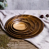 large size wooden plates dishes saucer coffee tea trays food cake fruit dessert dinner bread wood storage plate