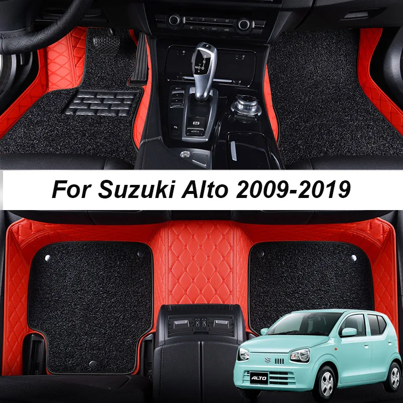 

Double layer Leather interior Parts Customized Car Floor Mat For Suzuki Alto 2009 2010 2011 2012 Carpets Rugs Pads Accessories