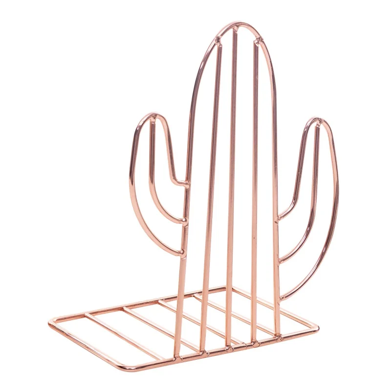 

s-Iron Wire Metal Bookends Cactus Design Decorative Book Holder Stand Rack For Home Office Library School Study Decoration