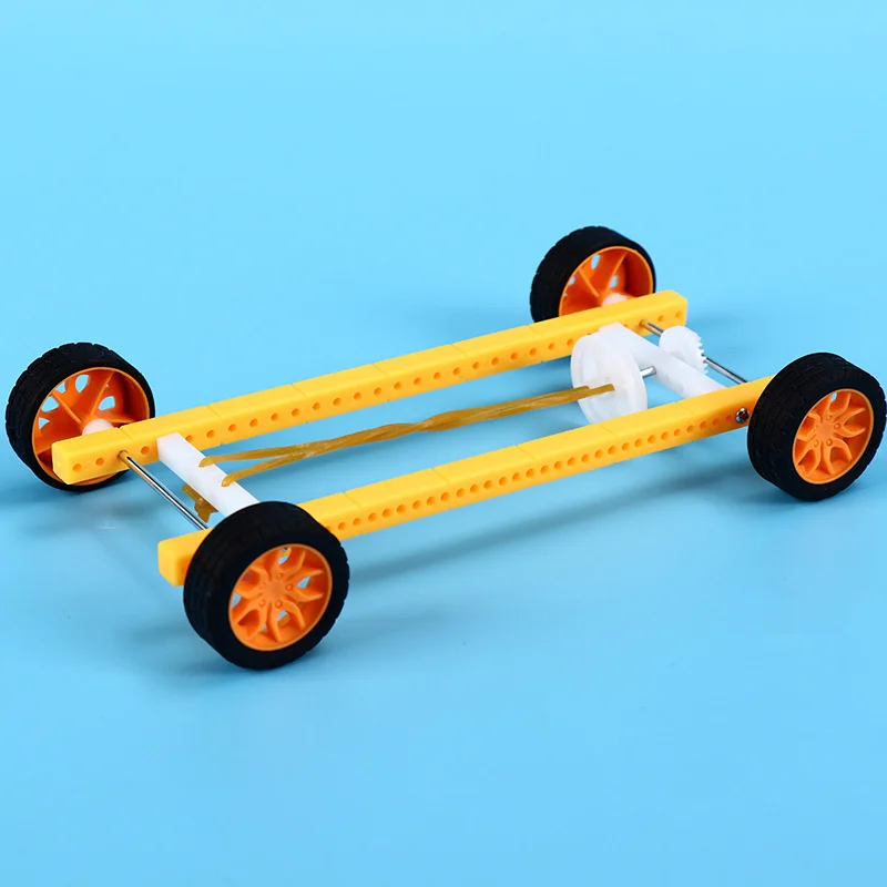 

Car Model Joyful Educational Plastic Science Small Inventions Toy DIY Rubber Band Return Trolley Gift For Kindergarten Kid