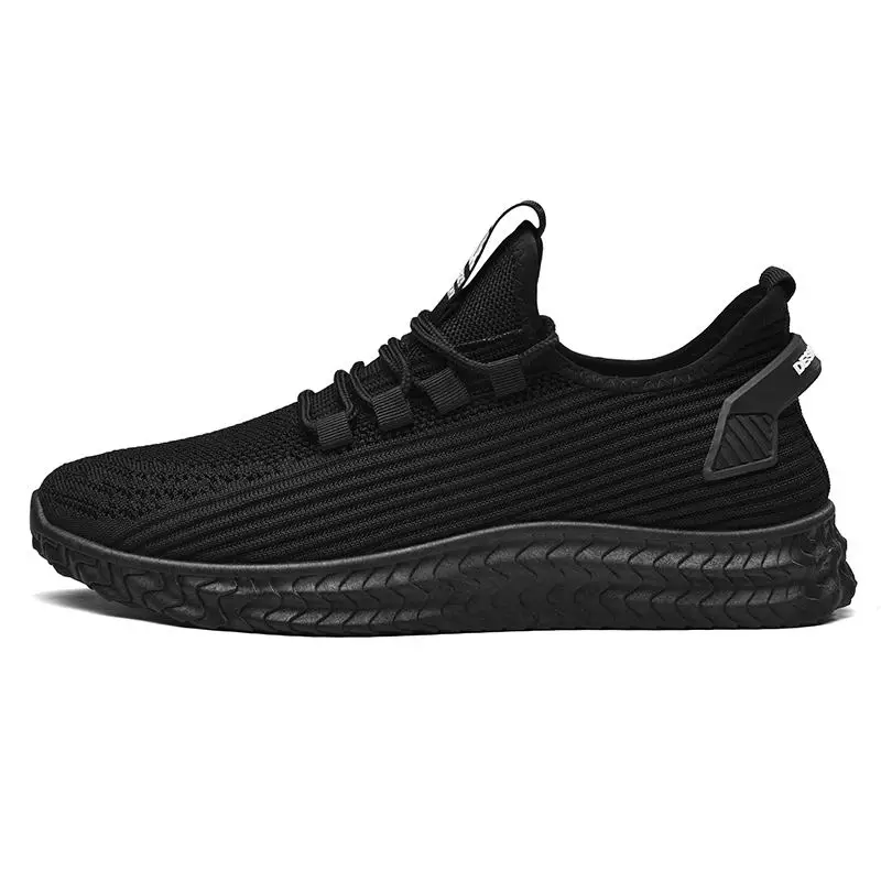VESONAL, дышащие весенне-летние новые кроссовки Flyknit, мужская обувь, повседневная удобная мужская обувь, прогулочная обувь - Цвет: Черный