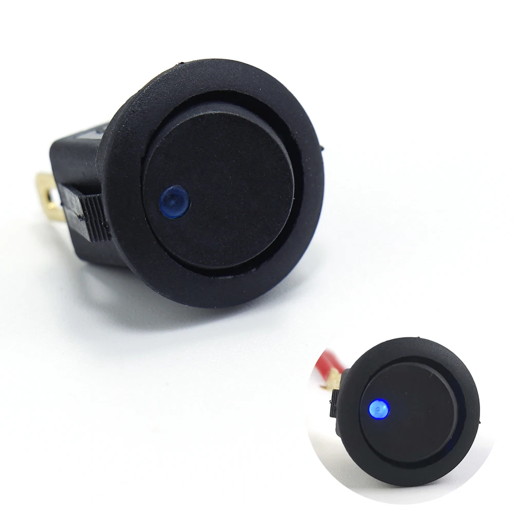 

12V 16A round power button with indicator light 2 gear 3-pin ship type switch red yellow blue green Rocker switch