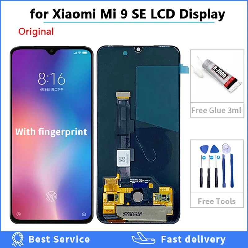 

5.97" Super AMOLED LCD For Xiaomi 9 SE LCD Display + Touch Screen Digitizer Glass Assembly With Fingerprint For Xiaomi mi9 se
