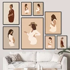 Абстрактная настенная Картина на холсте с изображением женщины, беременности, мамы, ребенка, любви, скандинавские постеры и принты, картины в стиле бохо для украшения гостиной