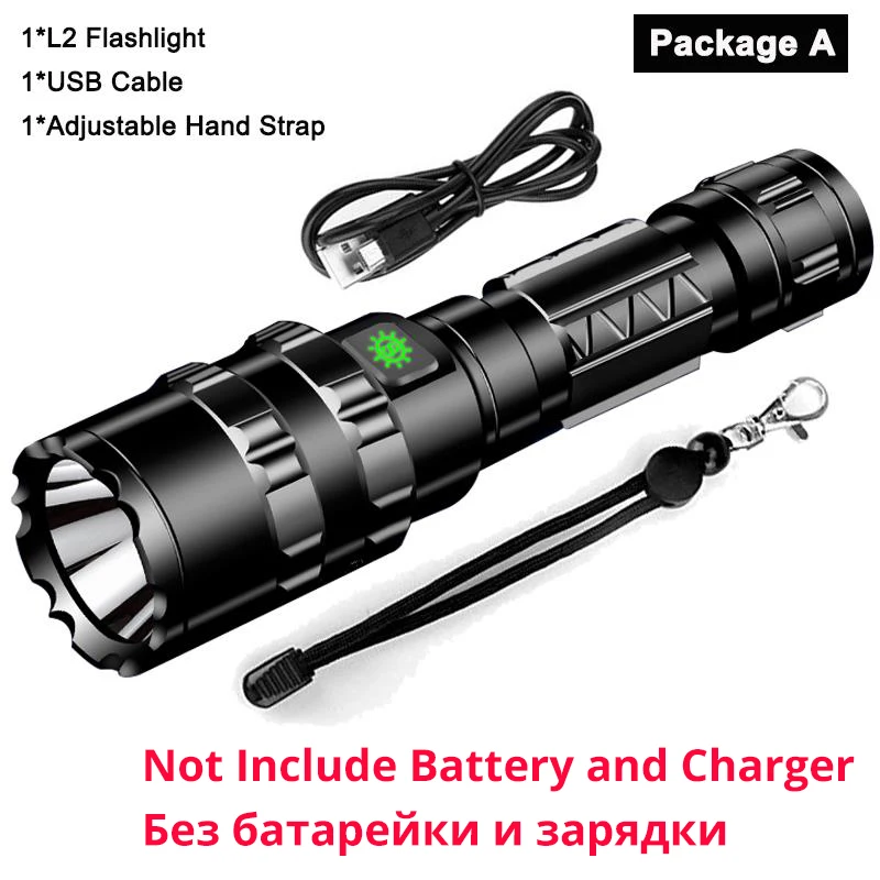 Package A Самый мощный светодиодный тактический светильник-вспышка ультра яркий USB Перезаряжаемый водонепроницаемый Скаут светильник фонарь охотничий светильник 5 режимов 1*18650 - Испускаемый цвет: Package A