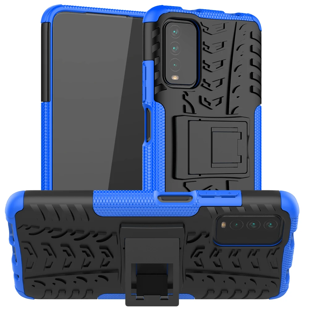 

for Redmi 9T Case for Xiaomi Redmi 9T 9 T Armor Rugged Dual Layer Shockproof Hard Silicone Case Cover Stand Holder Capa Funda