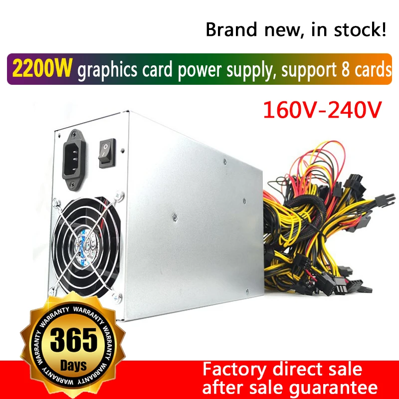 

2000w 2200w 2400w 160v-240v atx eth mineração bitcoin fonte de alimentação 95% eficiência suporte 8 exibir cartões gpu para btc
