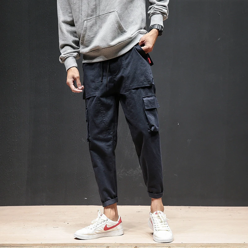 

2021 Side Pockets Cargo Pants Men Color Patchwork Casual Jogger Fashion Tactical Hip Hop Trousers Tide Harajuku Streetwear