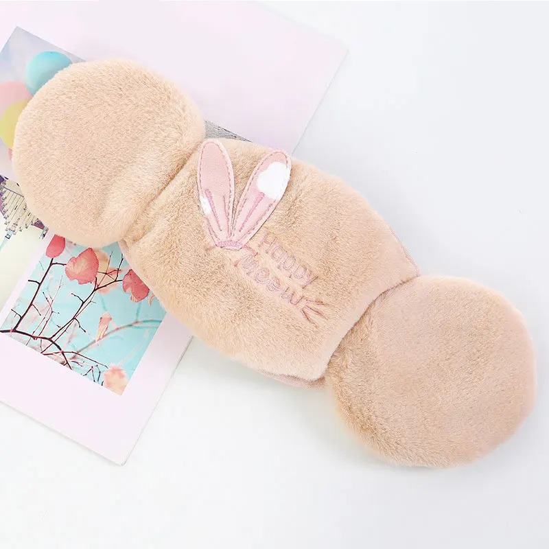khaki rabbit Новая женская маска, наушники, интегрированные зимние уличные велосипедные плотные маски, теплые плюшевые наушники, модные милые хлопковые Чехлы для лица - Цвет: khaki rabbit