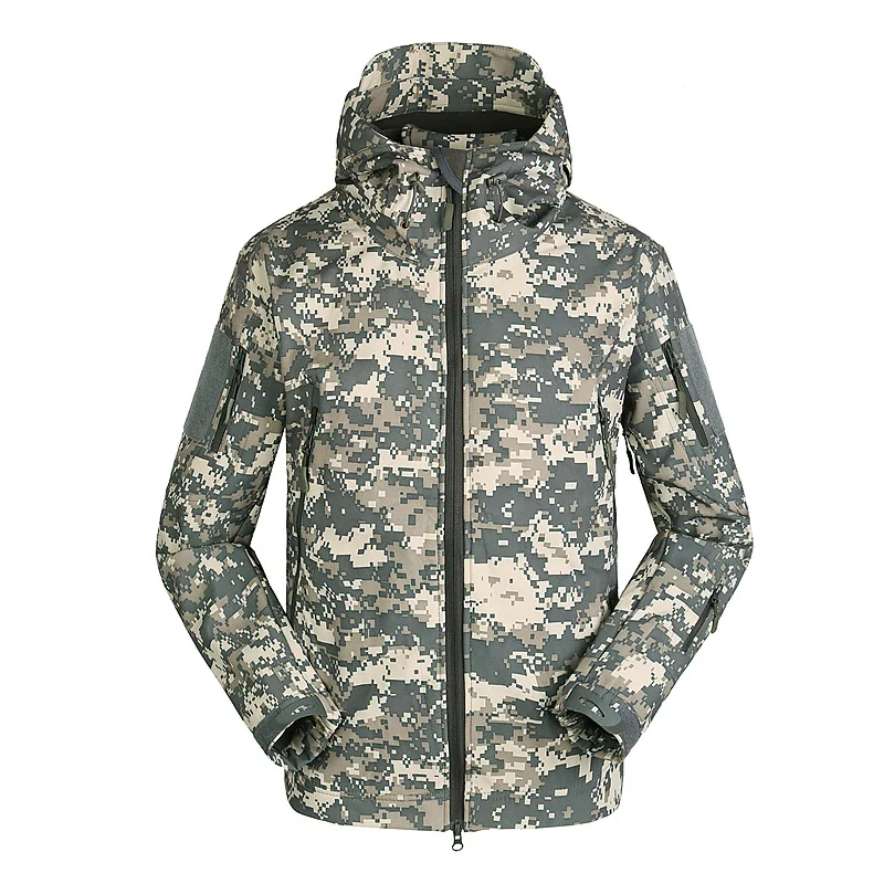 

High quality softshell Jacket Men Hunting Hiking Fishing Coat Outdoor Hooded Shark Skin Warm Waterproof Dintex Windbreaker S~3XL